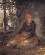 Jean Francois Millet Shepherdess sitting under the shadow oil painting on canvas